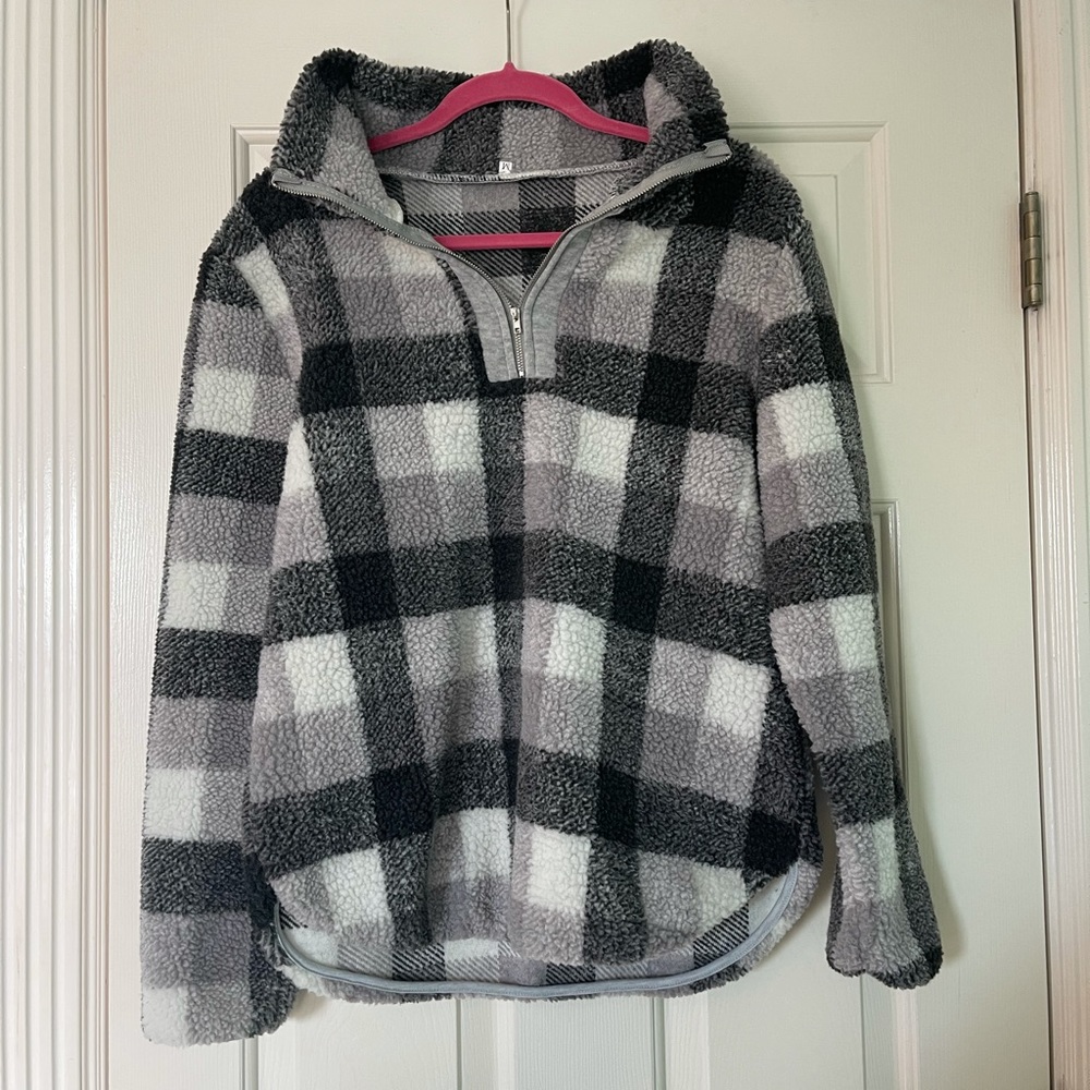 Plaid Quarter Zip Jacket